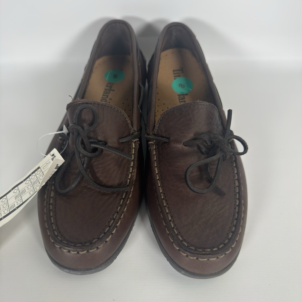 New Timberland Leather Loafers Womens Size 8 Dark Brown Lace Up Slip On - Picture 5 of 10
